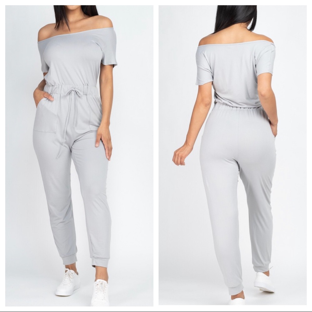 Fabulous on/off the shoulder drawstring jumpsuit - Picture 3 of 9